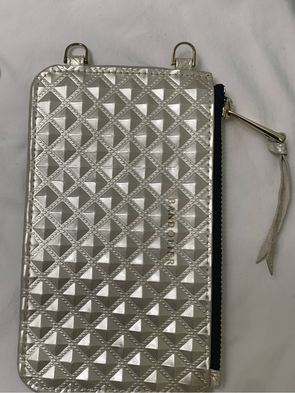 Bandolier Sheila Pyramid Quilted Pouch and Gold Wristlet Chain - Picture 1 of 3